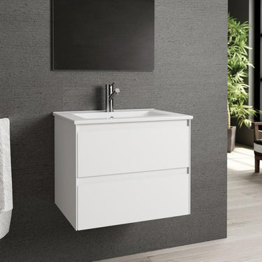 Eviva Bloom 24″ Matt White Bathroom Vanity with White Integrated Porcelain Sink Vanity Eviva